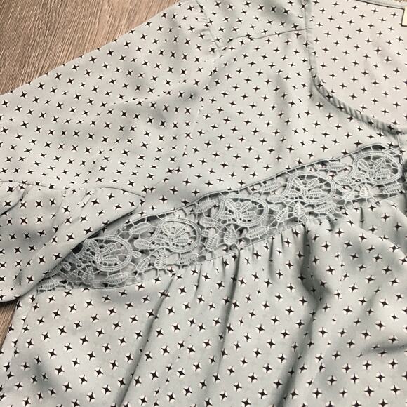 LOFT Womens Bishop Long Sleeve Boho Blouse Relaxed Tasseled Top Green Medium - Picture 3 of 9